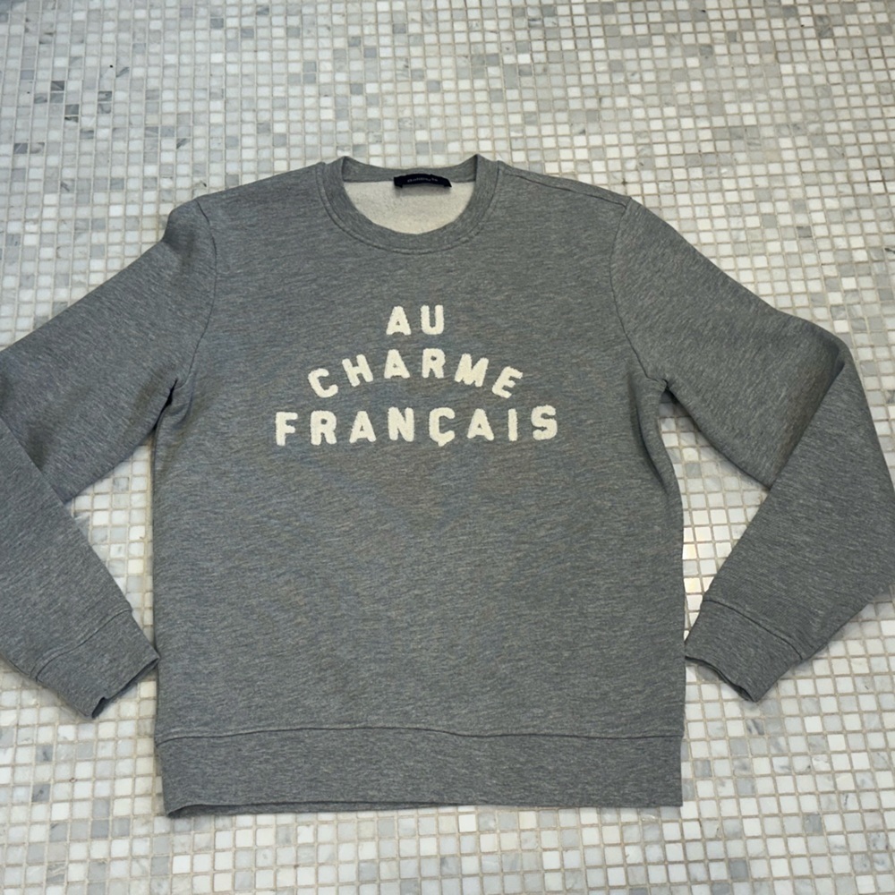Balibaris Gray Au Charme Français Legend Embroidered Unisex Fleece Sweatshirt